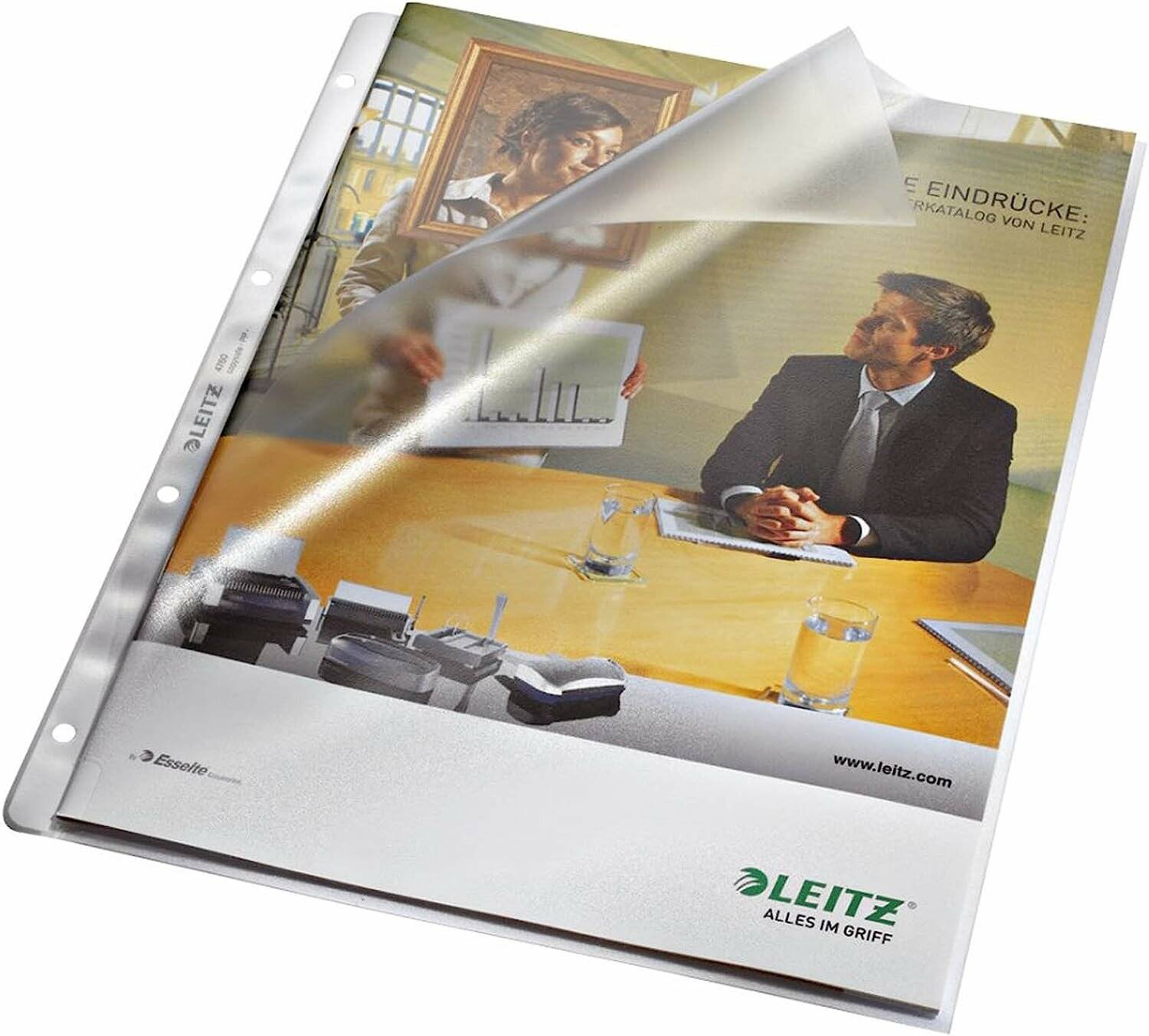 100 LEITZ Prospekthüllen 4797 DIN A4 transparent genarbt 0,085 mm
