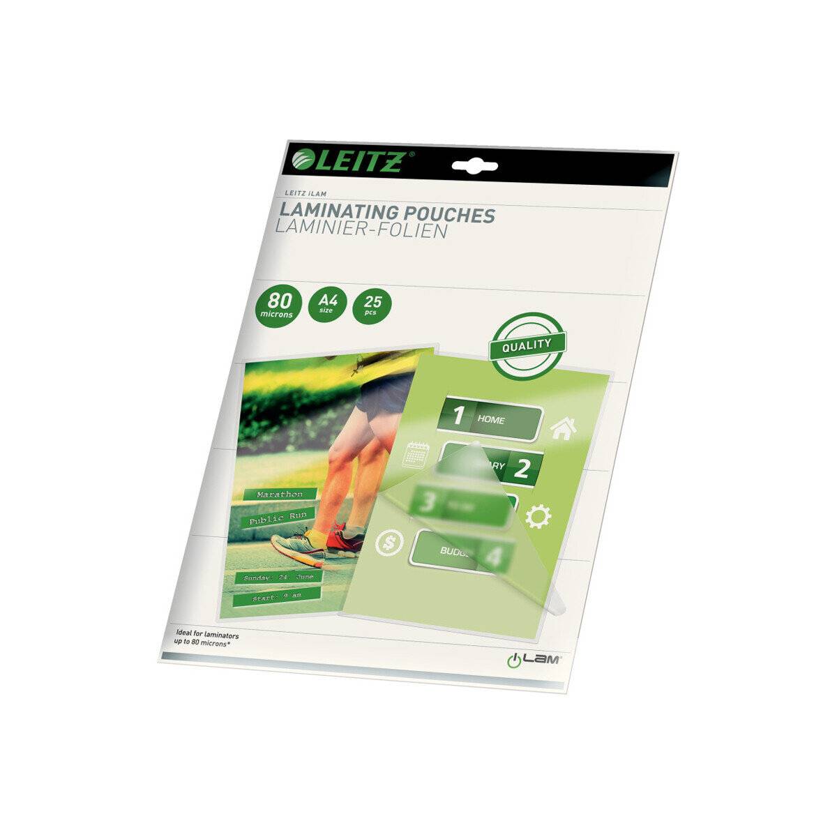25 LEITZ Laminierfolien glänzend für A4 80 micron