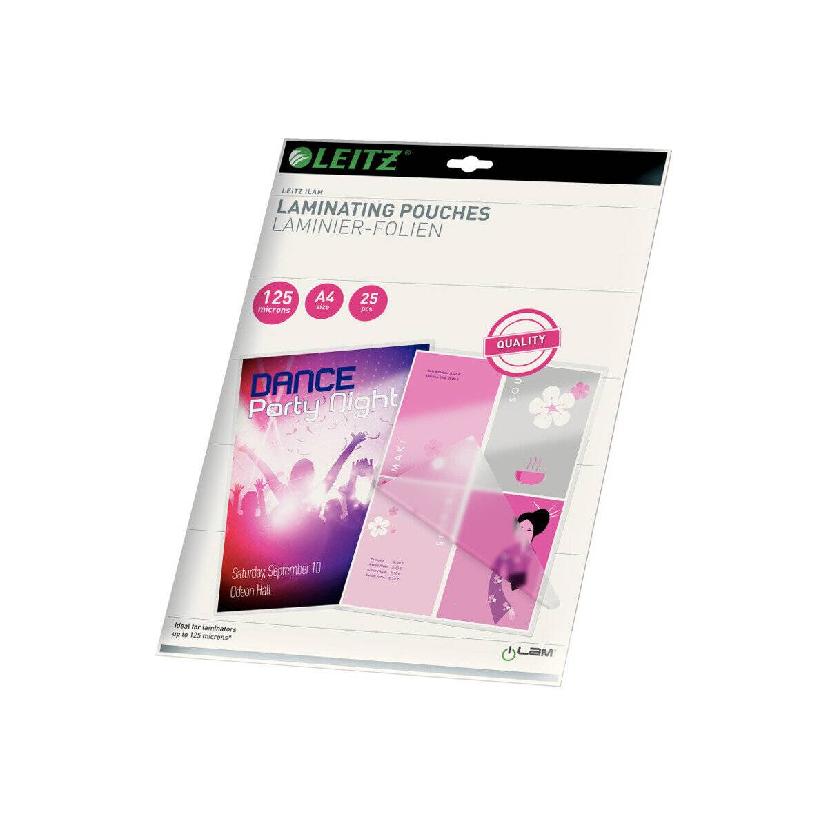 25 LEITZ Laminierfolien glänzend für A4 125 micron
