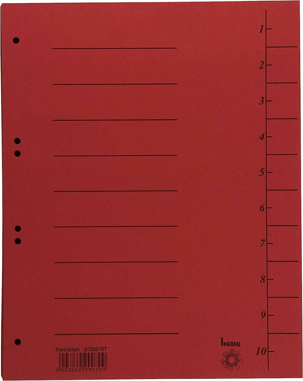 bene Trennblätter 1-10 rot, 100 St.