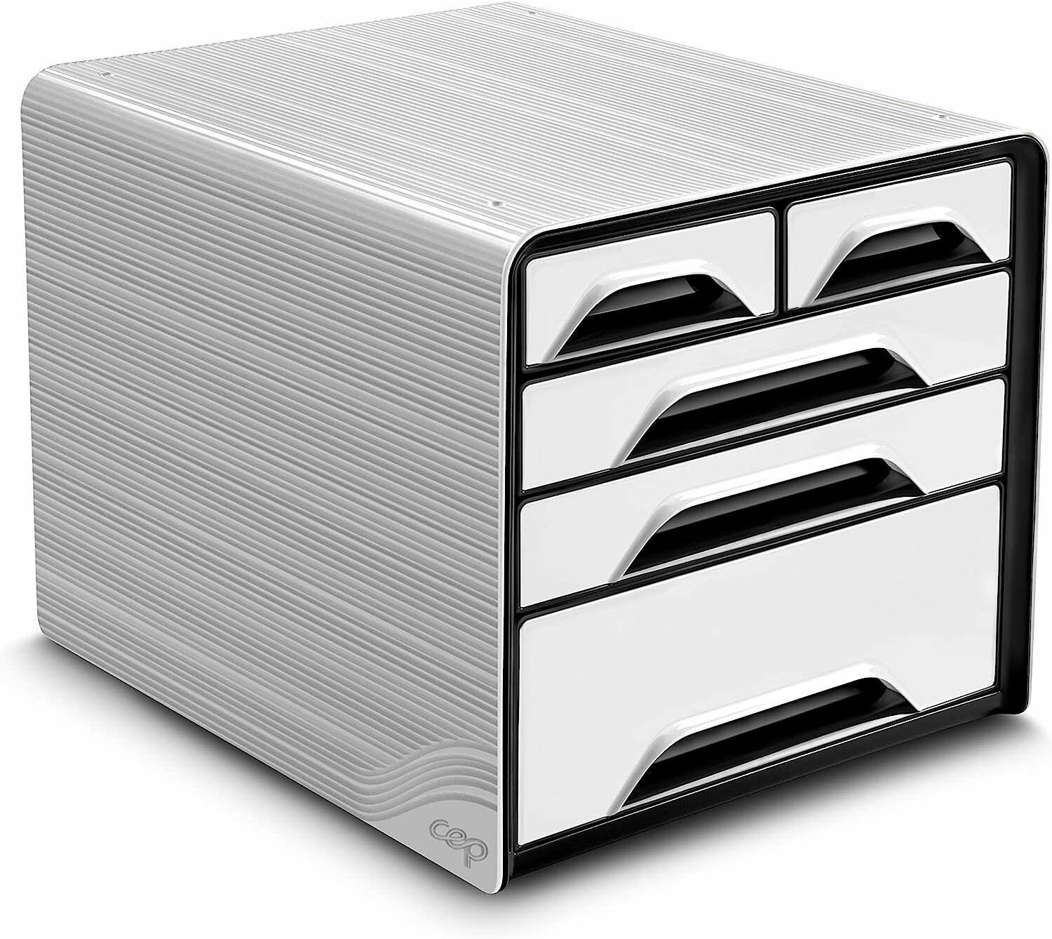 cep Schubladenbox Smoove schwarz/weiß DIN A4 mit 5 Schubladen