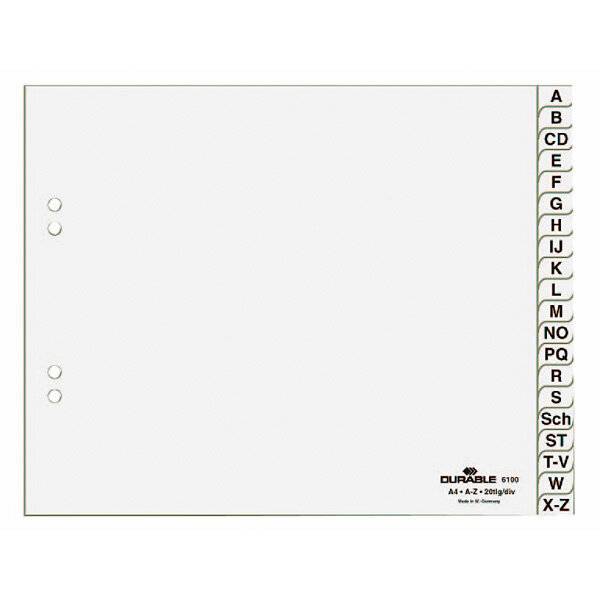 DURABLE Ordnerregister Halbformat A-Z weiß 20-teilig, 1 Satz