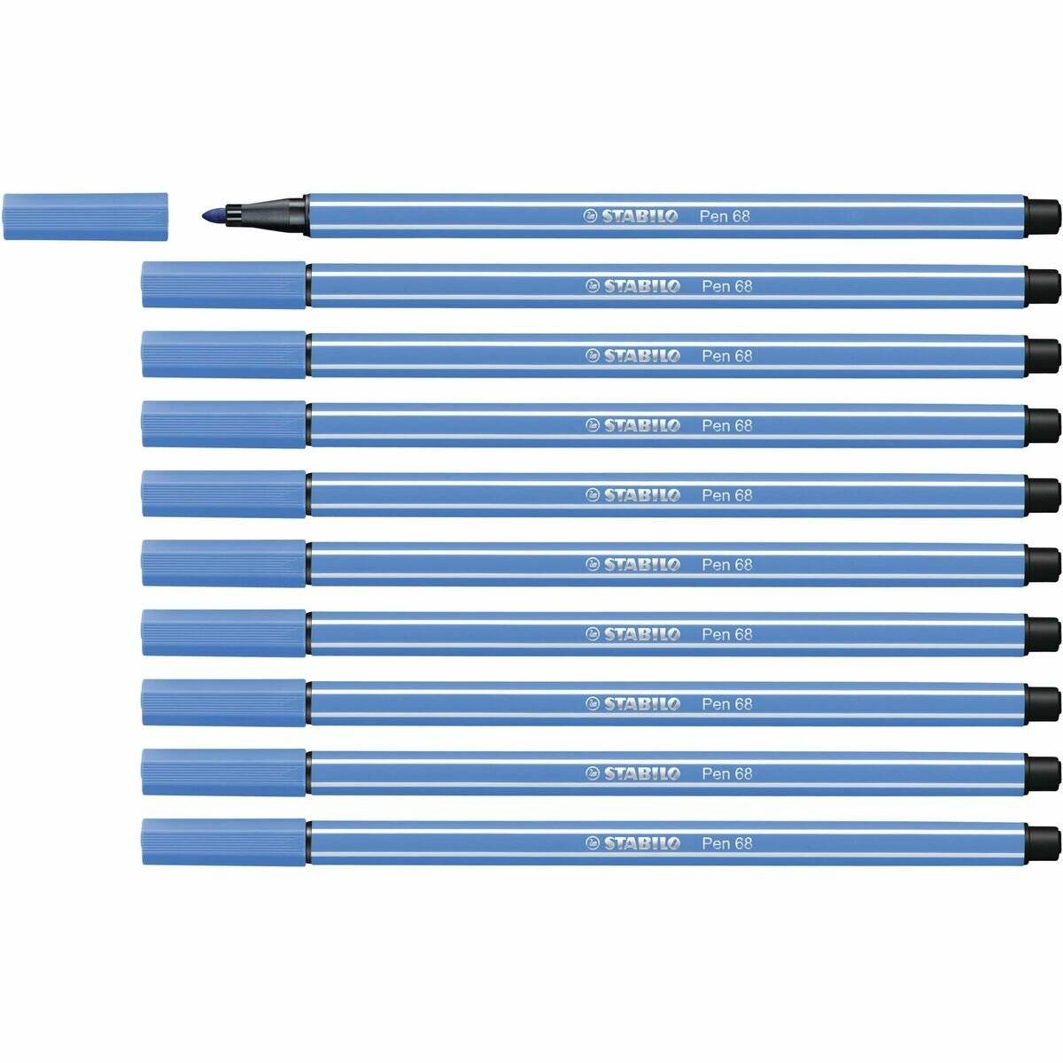 10 STABILO Pen 68 Filzstifte blau