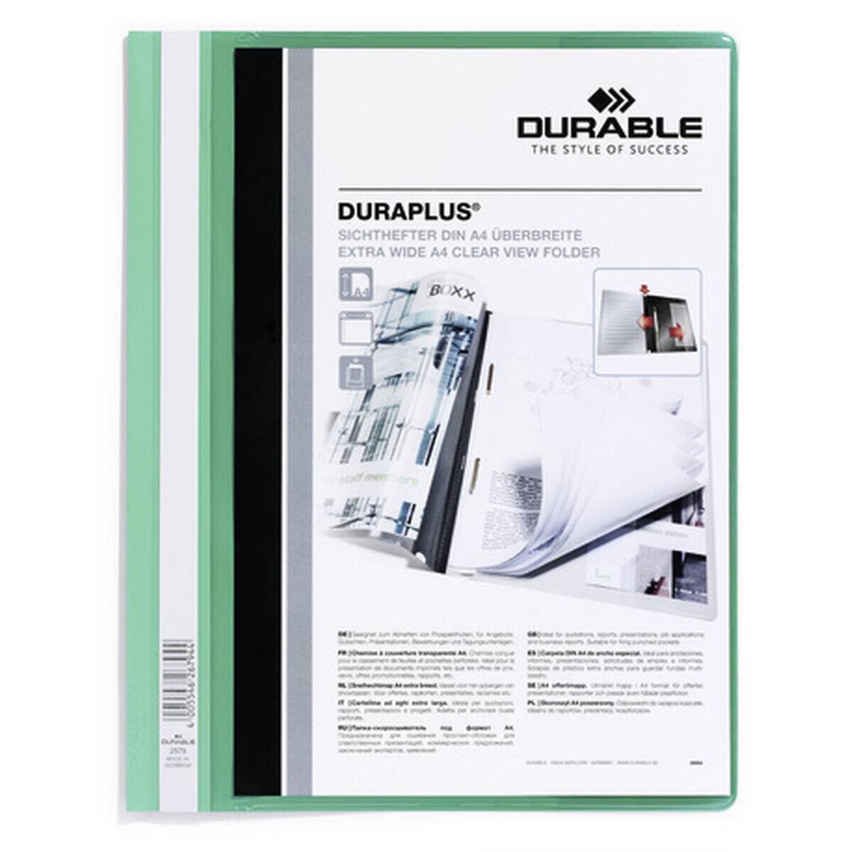 25 DURABLE Präsentationshefter DURAPLUS grün DIN A4 überbreit