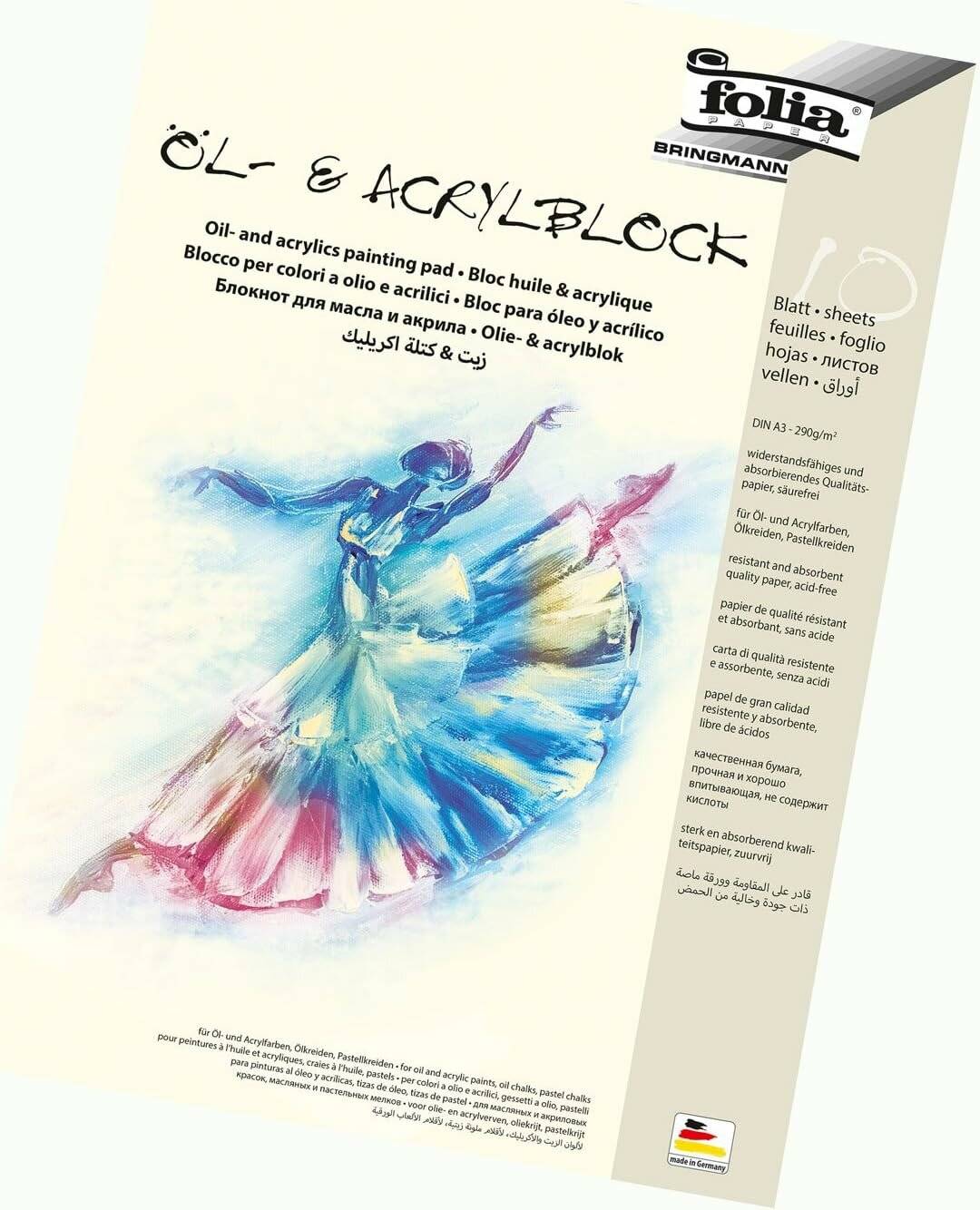 10 folia Zeichenblock für Öl- und Acrylfarben DIN A3