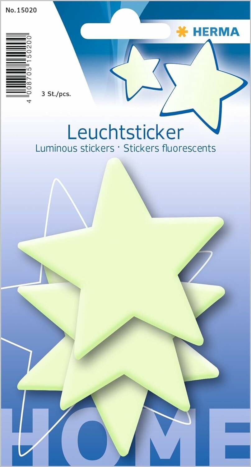 3 HERMA Leuchtaufkleber Sterne