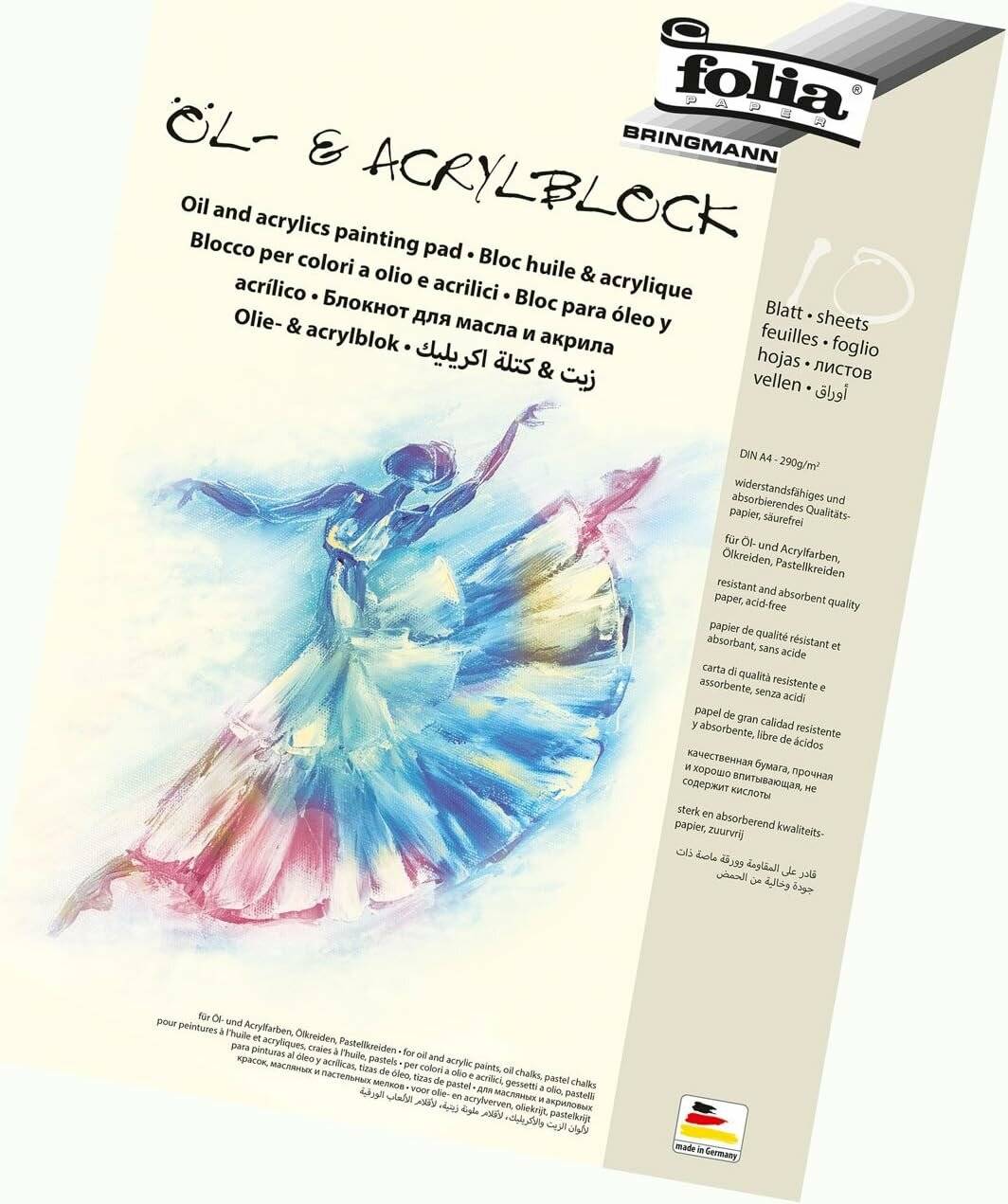 10 folia Zeichenblock für Öl- und Acrylfarben DIN A4