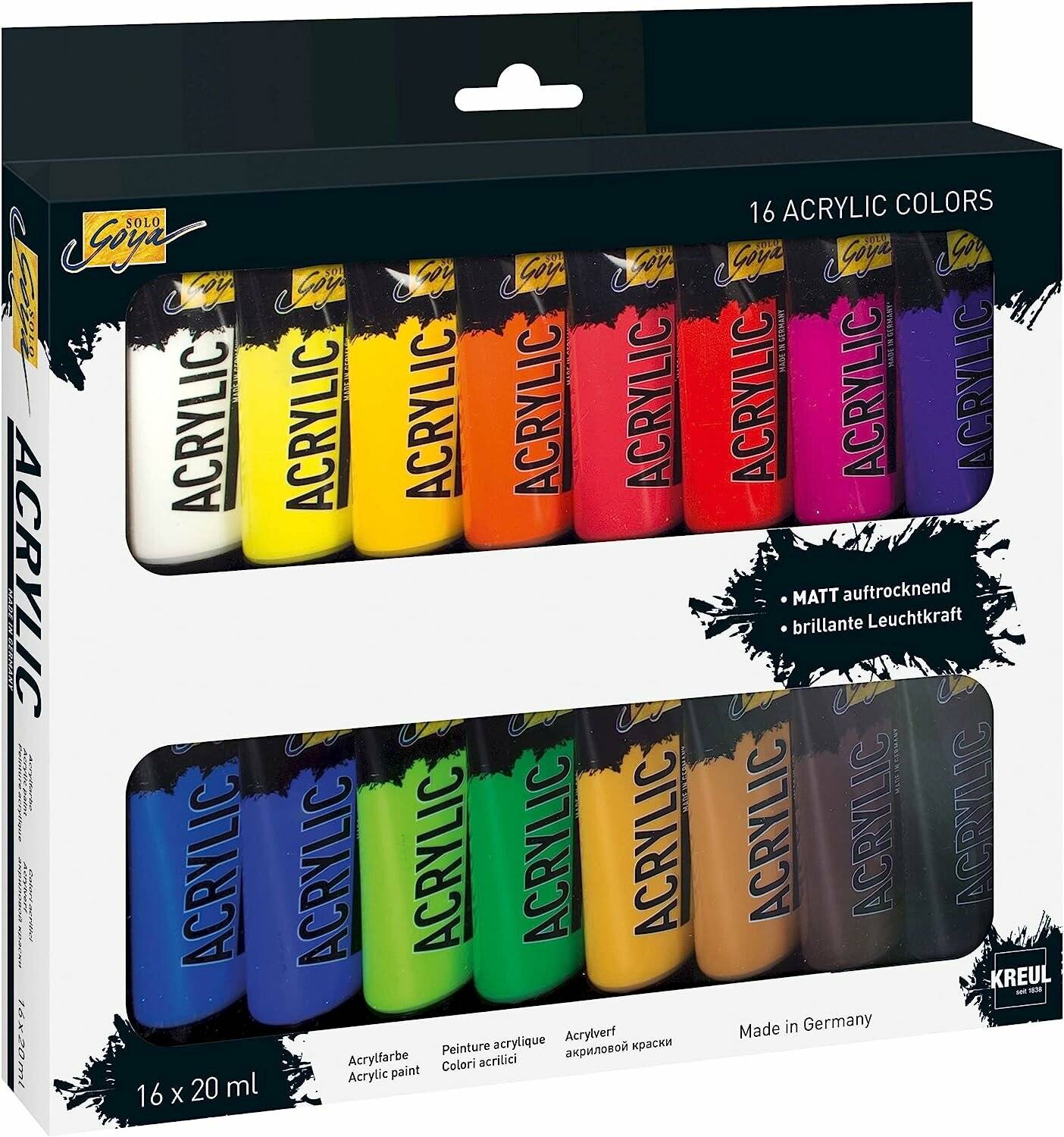 16 KREUL SOLO GOYA Acrylfarbe farbsortiert 16 x 20,0ml