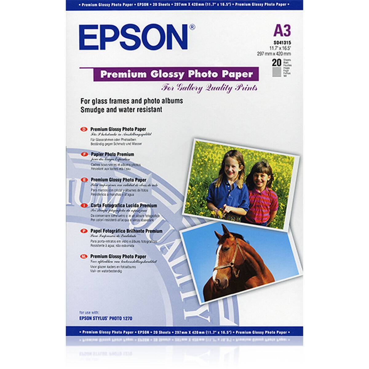 EPSON Fotopapier C13S041315 DIN A3 glänzend 255 g/qm 20 Blatt