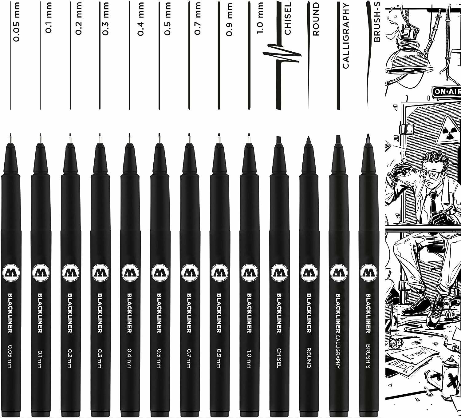MOLOTOW Fineliner-Set schwarz 13 Set