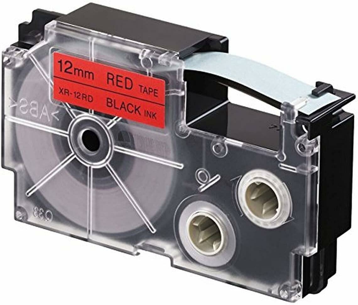 CASIO Schriftband XR-12RD XR-12RD1, 12 mm schwarz auf rot