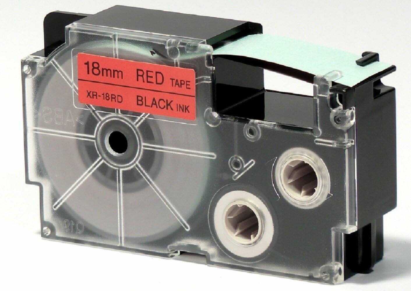 CASIO Schriftband XR-18RD XR-18RD1, 18 mm schwarz auf rot