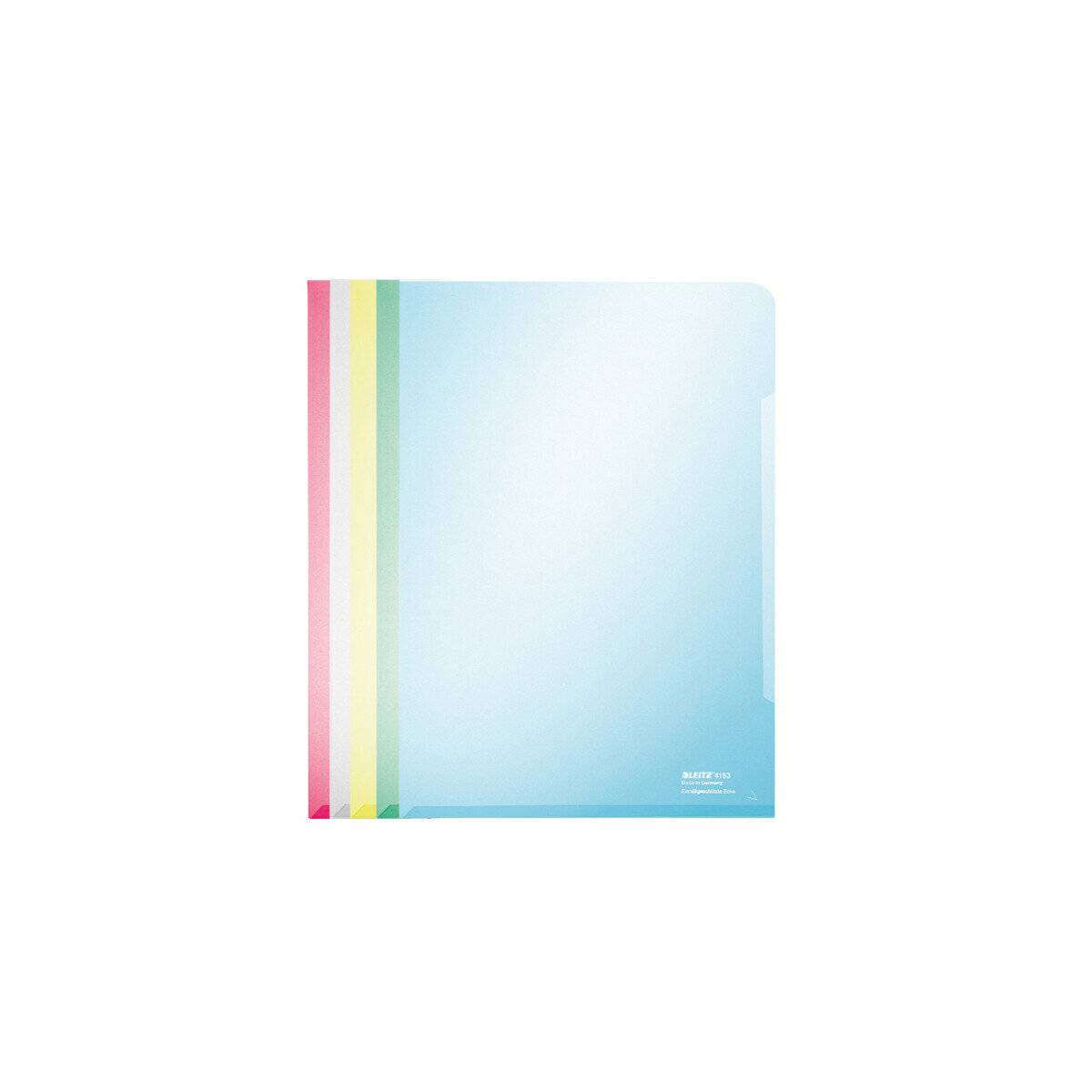 100 LEITZ Sichthüllen Super Premium 4153 DIN A4 farbsortiert glatt 0,15 mm