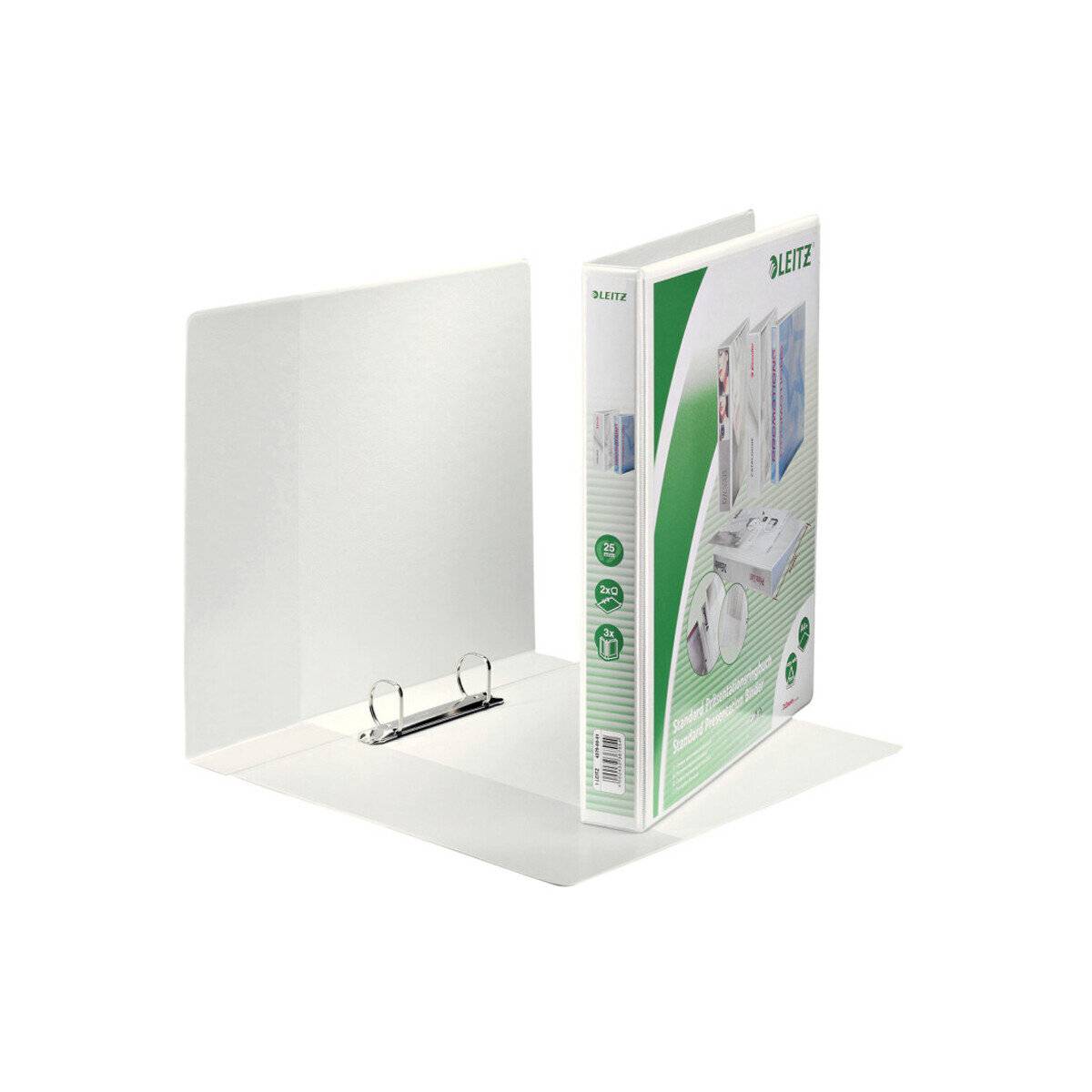 6 LEITZ Präsentationsringbücher 2-Ringe weiß 4,4 cm DIN A4