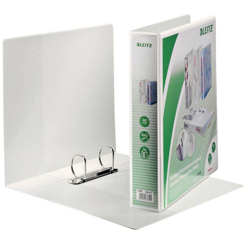4 LEITZ Präsentationsringbücher 2-Ringe weiß 6,3 cm DIN A4