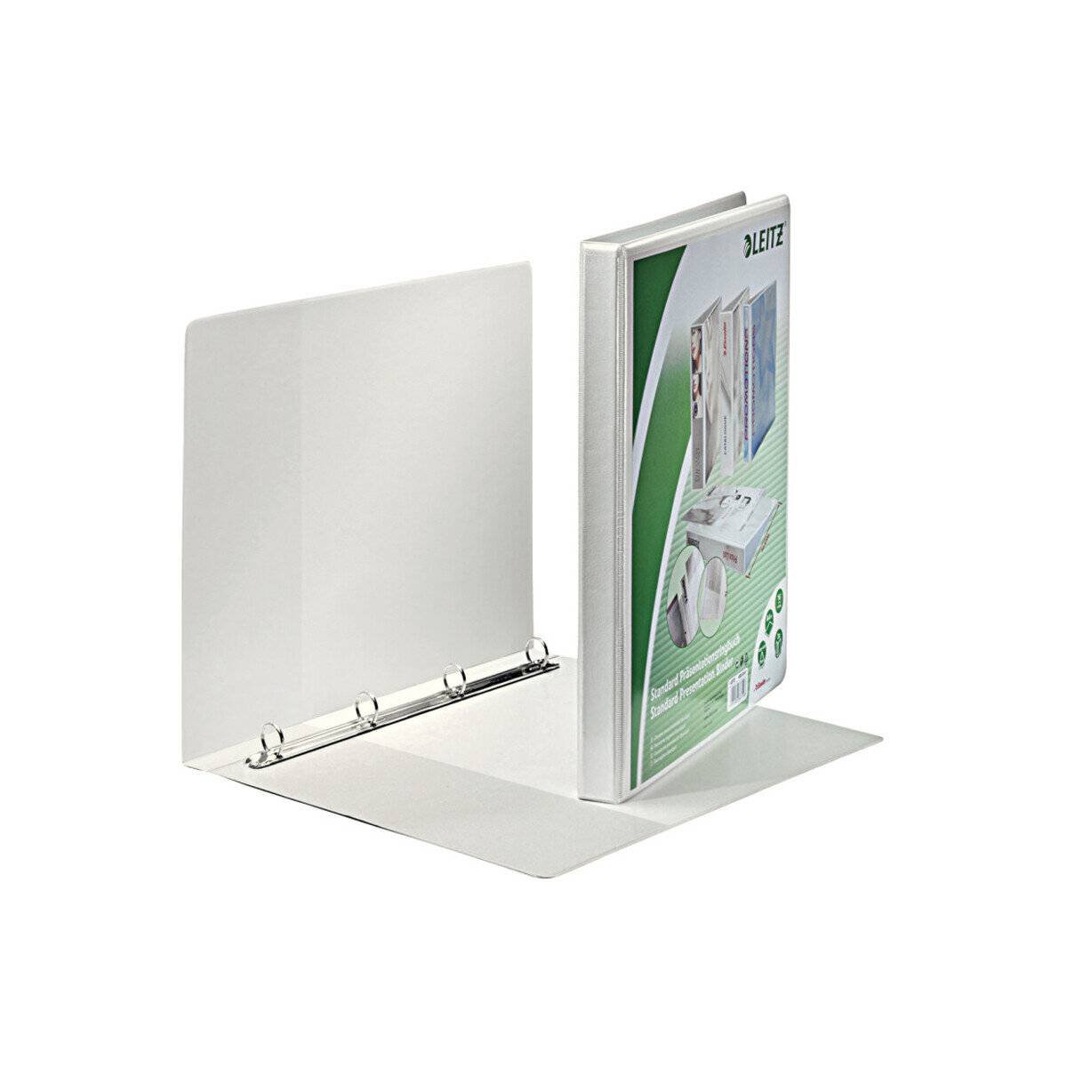 6 LEITZ Präsentationsringbücher 4-Ringe weiß 2,9 cm DIN A4