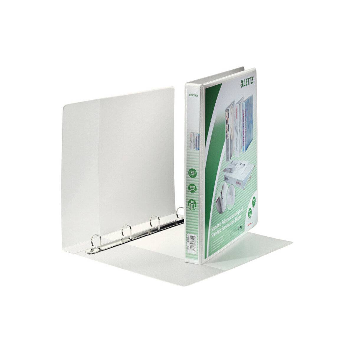 6 LEITZ Präsentationsringbücher 4-Ringe weiß 3,7 cm DIN A4