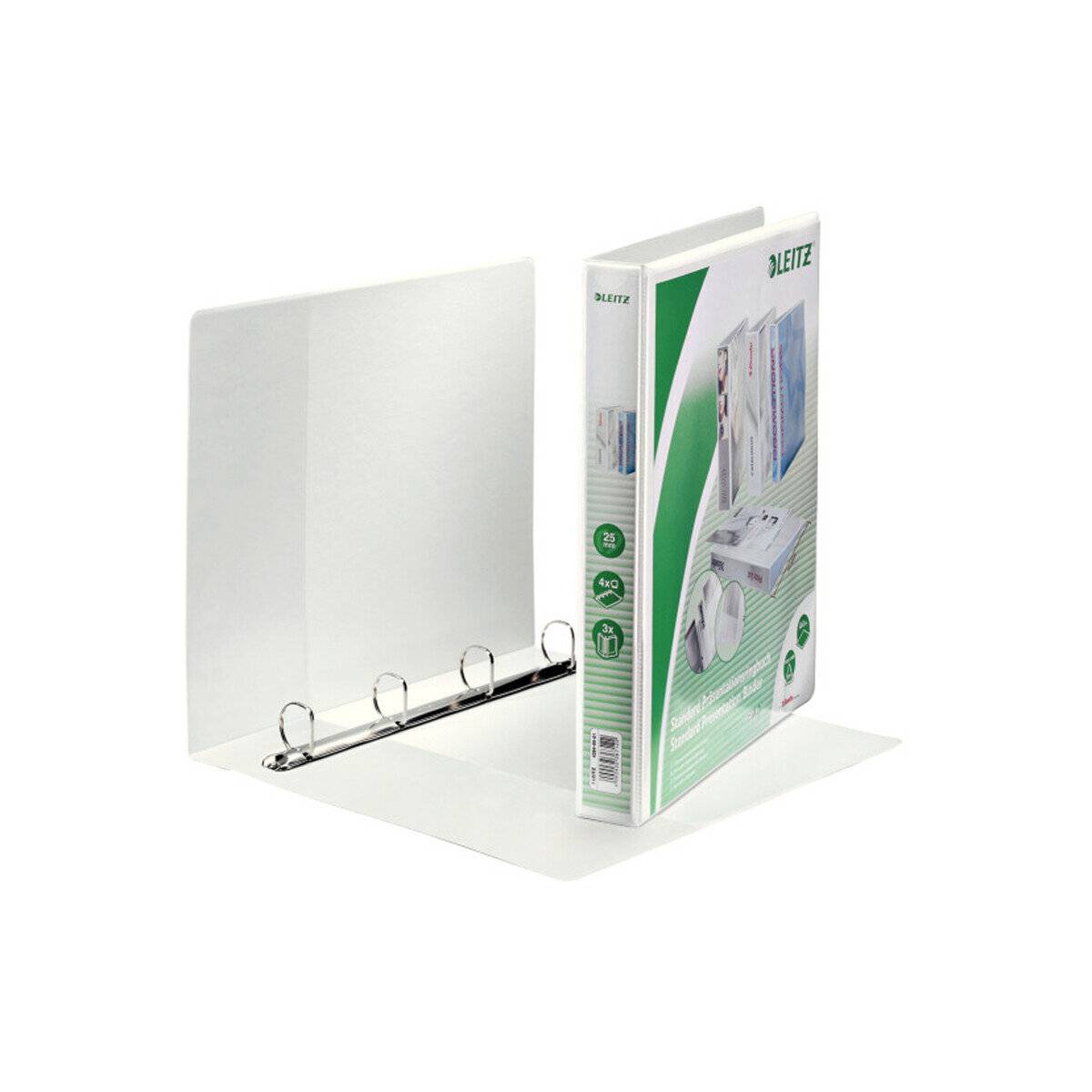 6 LEITZ Präsentationsringbücher 4-Ringe weiß 4,4 cm DIN A4