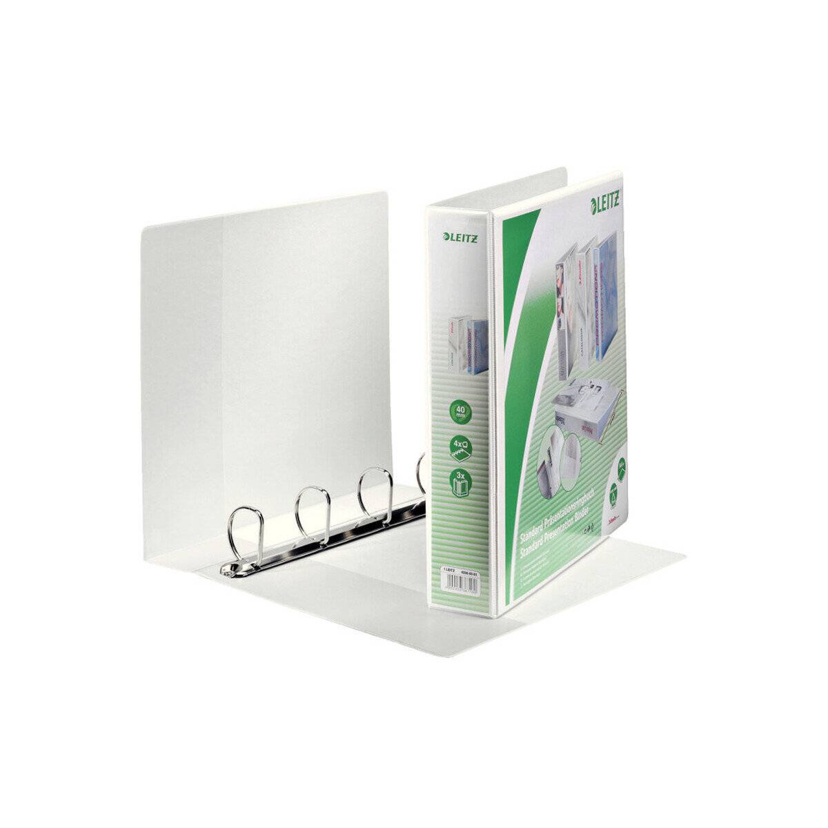 4 LEITZ Präsentationsringbücher 4-Ringe weiß 6,3 cm DIN A4