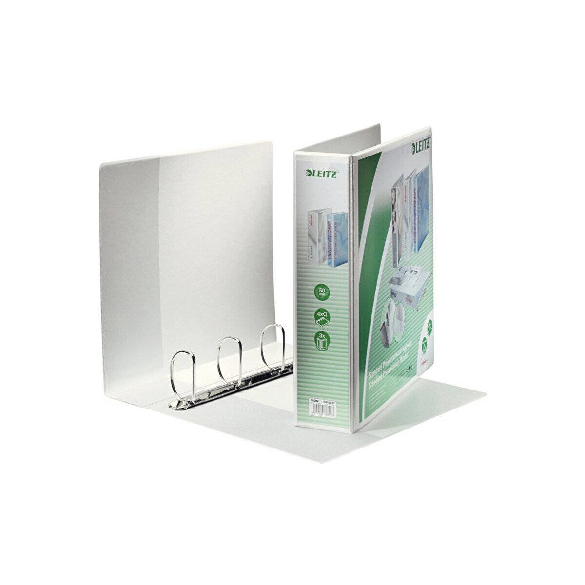 4 LEITZ Präsentationsringbücher 4-Ringe weiß 7,7 cm DIN A4