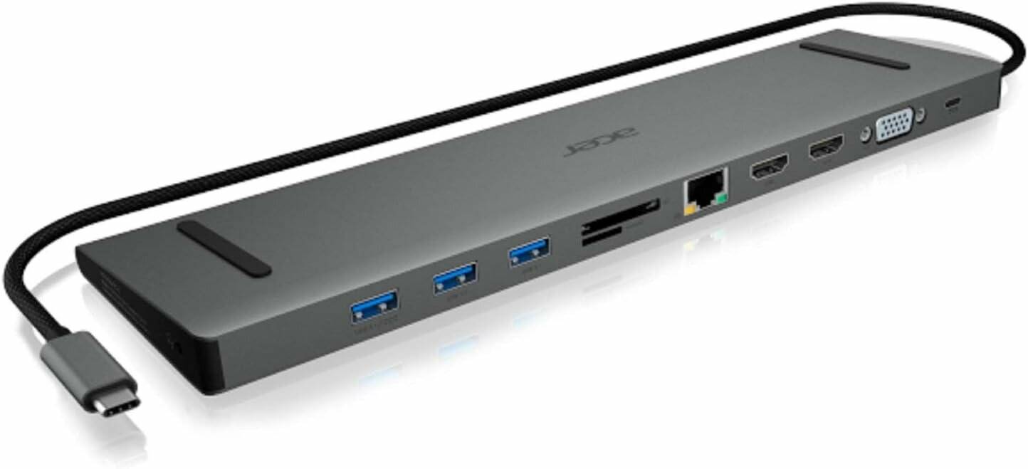 USB Type-C Dockingstation (grau, HDMI, USB, VGA, LAN)