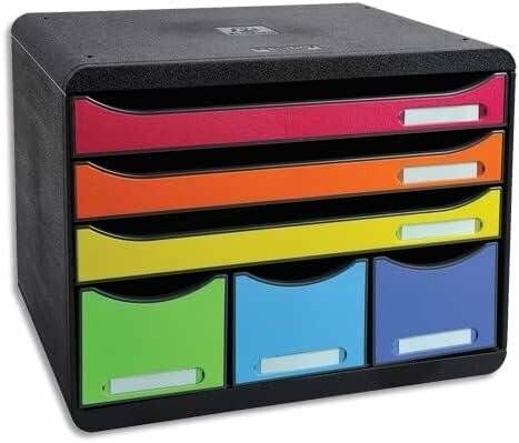 Exacompta Schubladenbox Store-Box 306798D schwarz/bunt 6 Schubladen geschlossen