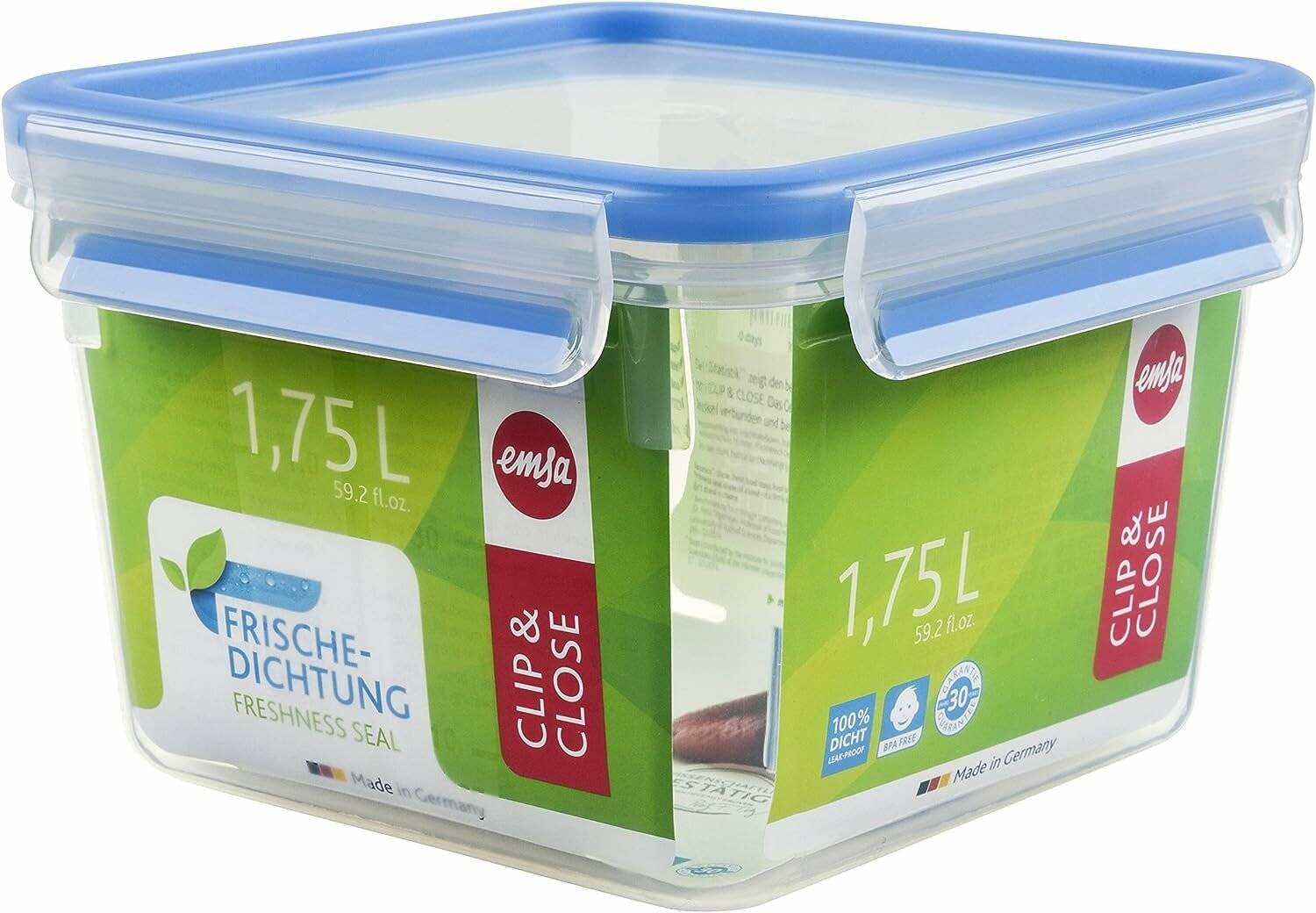CLIP & CLOSE Frischhaltedose 1,75 Liter (transparent/blau)