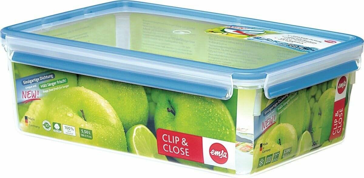CLIP & CLOSE Frischhaltedose 5,4 Liter (transparent/blau)