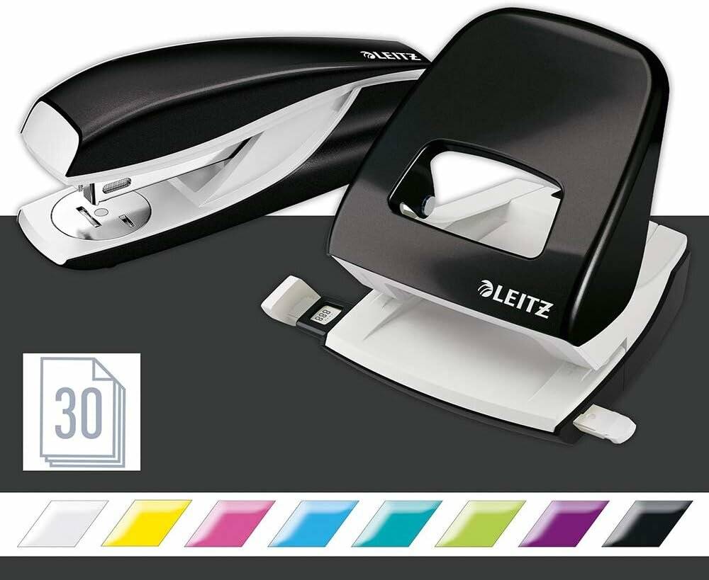 LEITZ Locher und Heftgeräte Set WOW 5095 schwarz-metallic