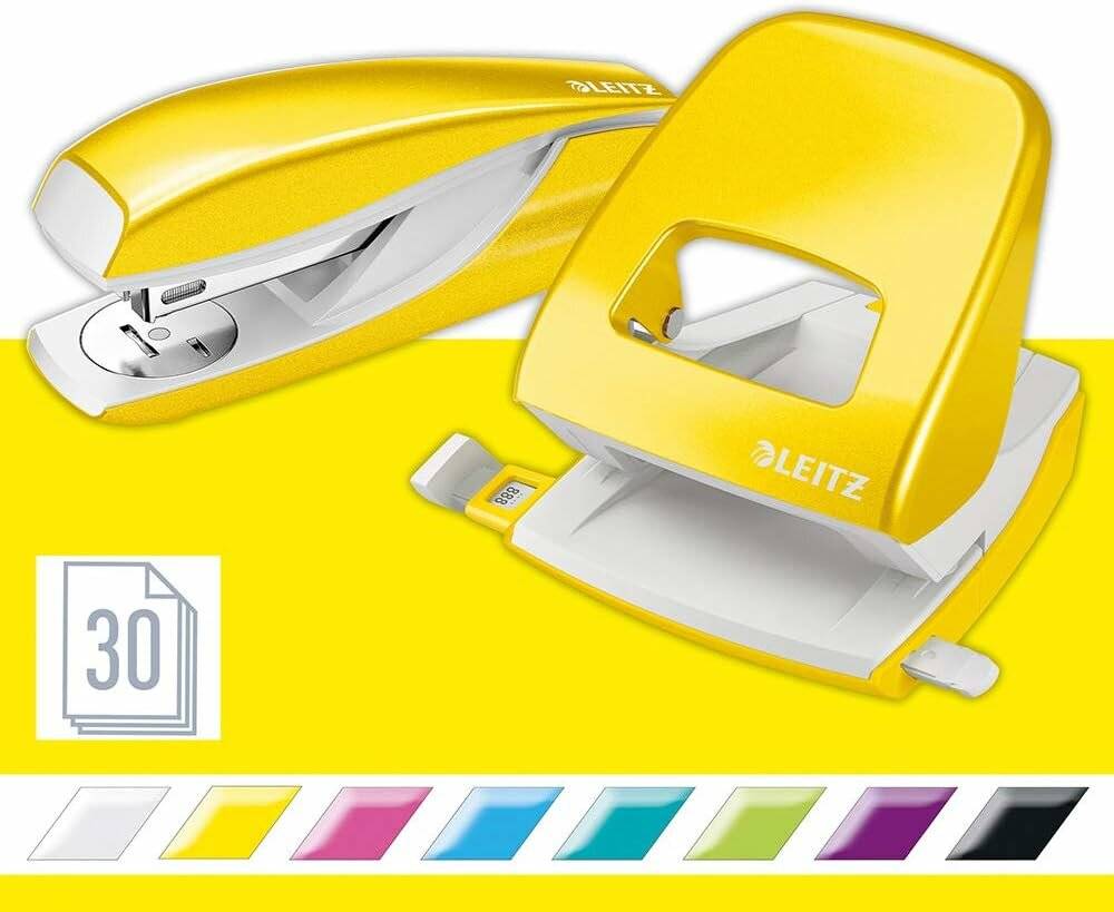 LEITZ Locher und Heftgeräte Set WOW 5095 gelb-metallic