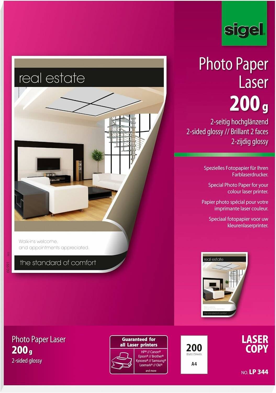SIGEL Fotopapier LP344 DIN A4 glänzend 200 g/qm 200 Blatt