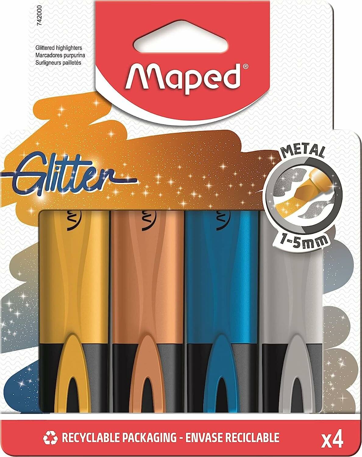 4 maped FLUO PEPS METALLIC GLITTER Textmarker farbsortiert