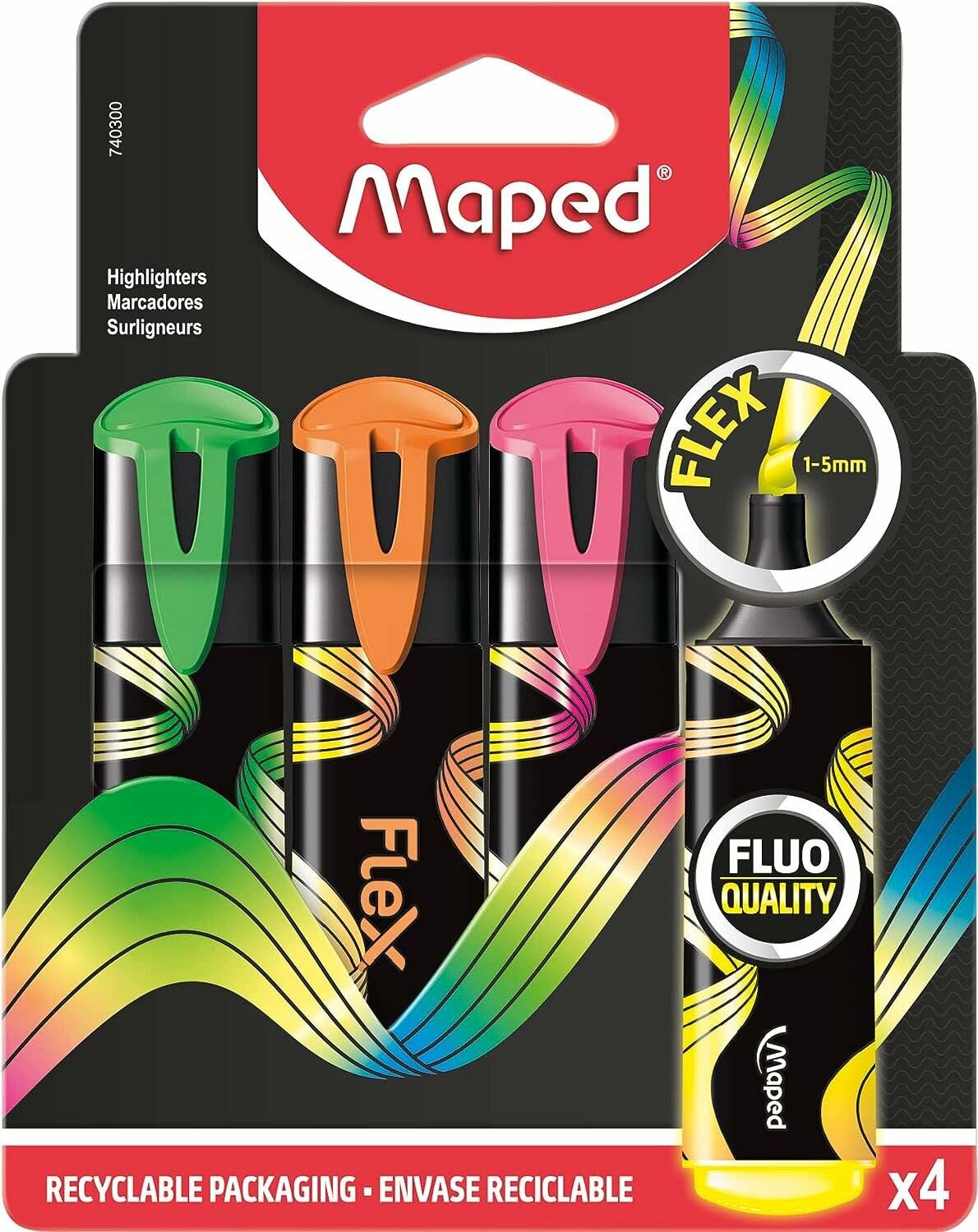 4 maped FLUO PEPS FLEX Textmarker farbsortiert