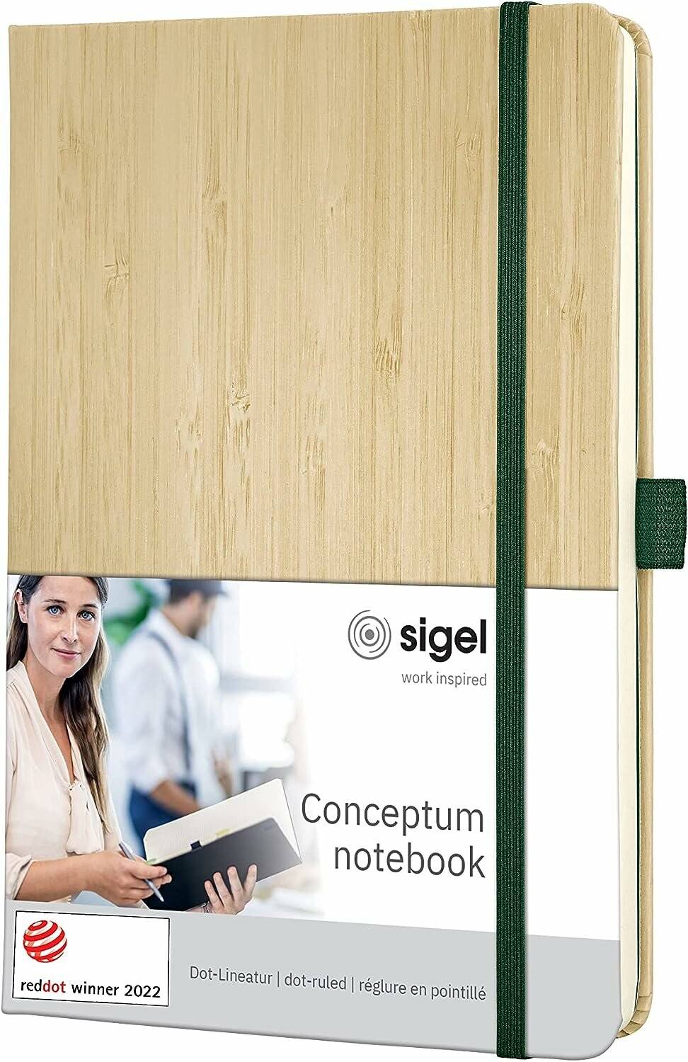 SIGEL Notizbuch Bambus ca. DIN A5 punktkariert, beige Hardcover 194 Seiten