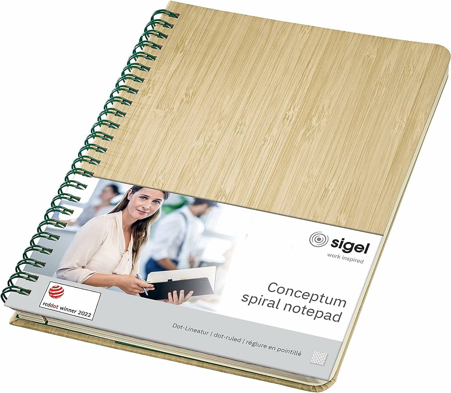 SIGEL Notizbuch Bambus ca. DIN A5 punktkariert, beige Hardcover 160 Seiten