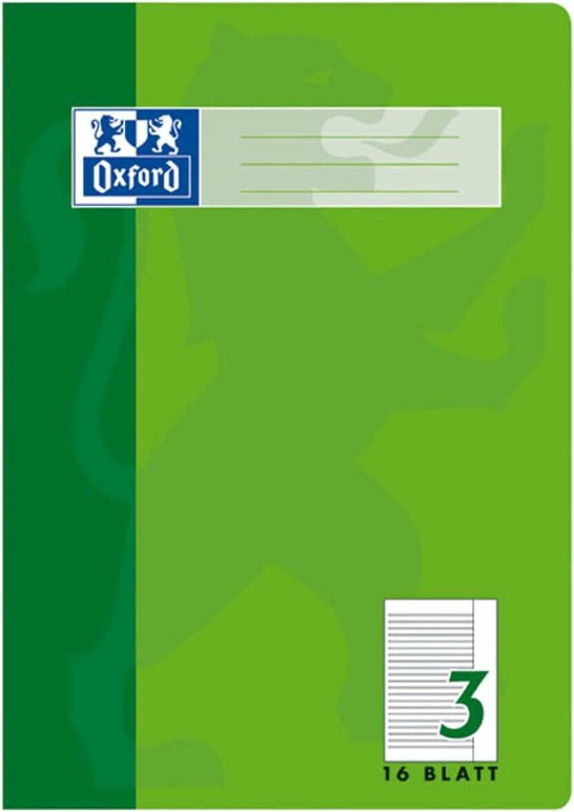 OXFORD Schulheft Lineatur mit Rand liniert DIN A4 16 Blatt