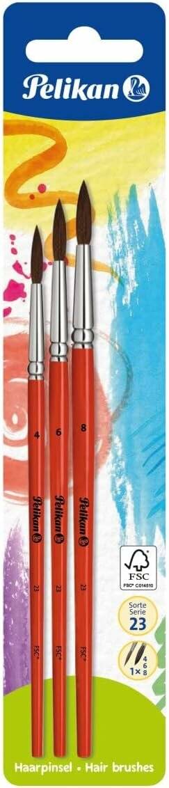 Haarpinsel Blister mit 3 Pinseln (orange/aluminium, 3 Stück)