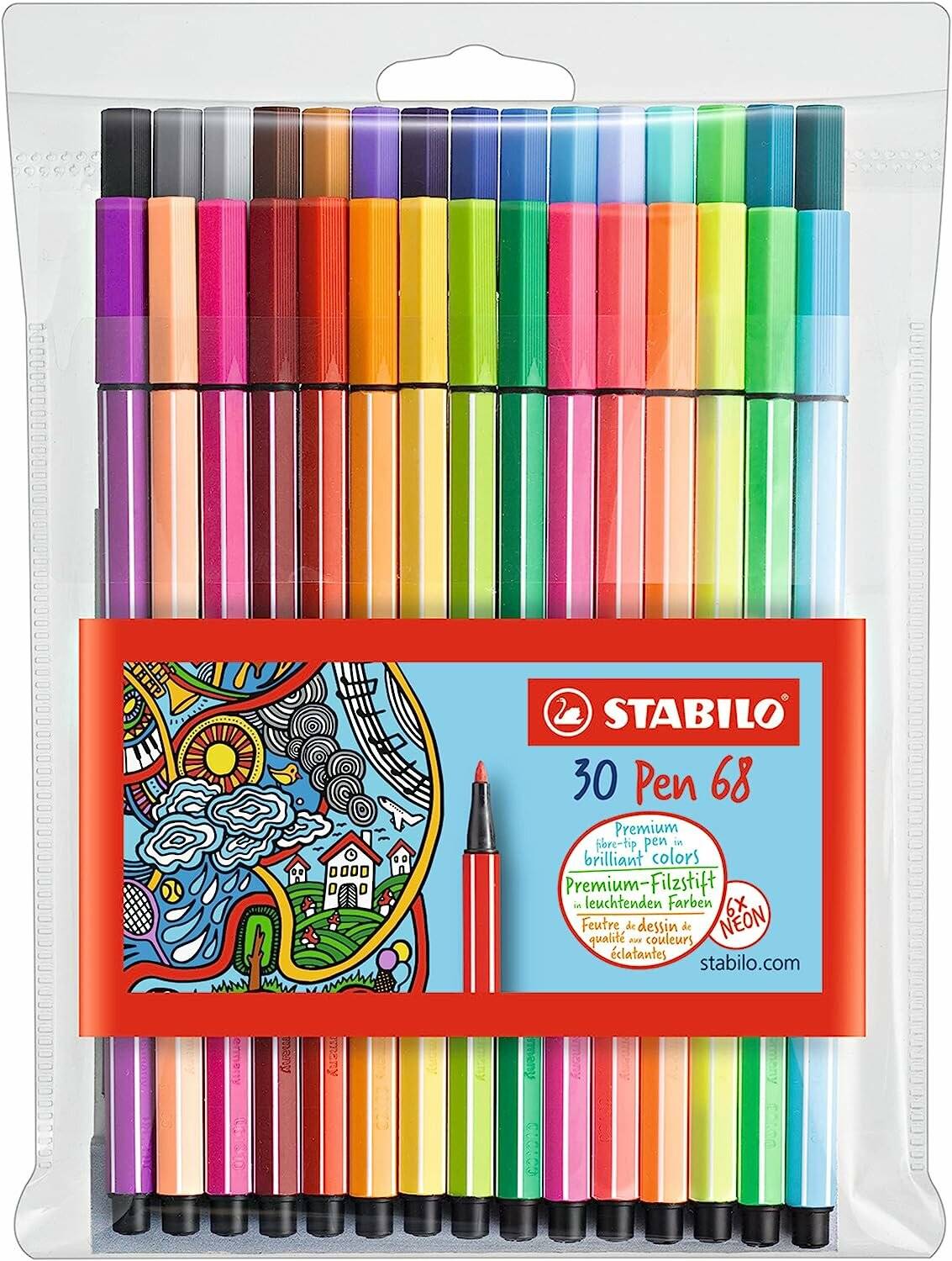 30 STABILO Pen 68 Filzstifte farbsortiert