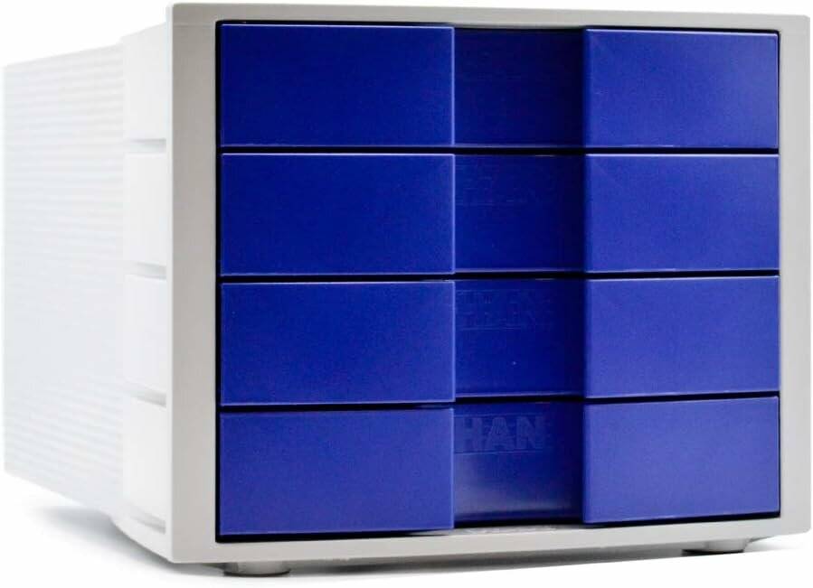HAN Schubladenbox Impuls blau DIN C4 mit 4 Schubladen