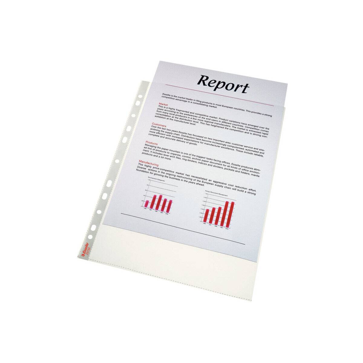 100 Esselte Prospekthüllen DIN A4 transparent genarbt 0,07 mm