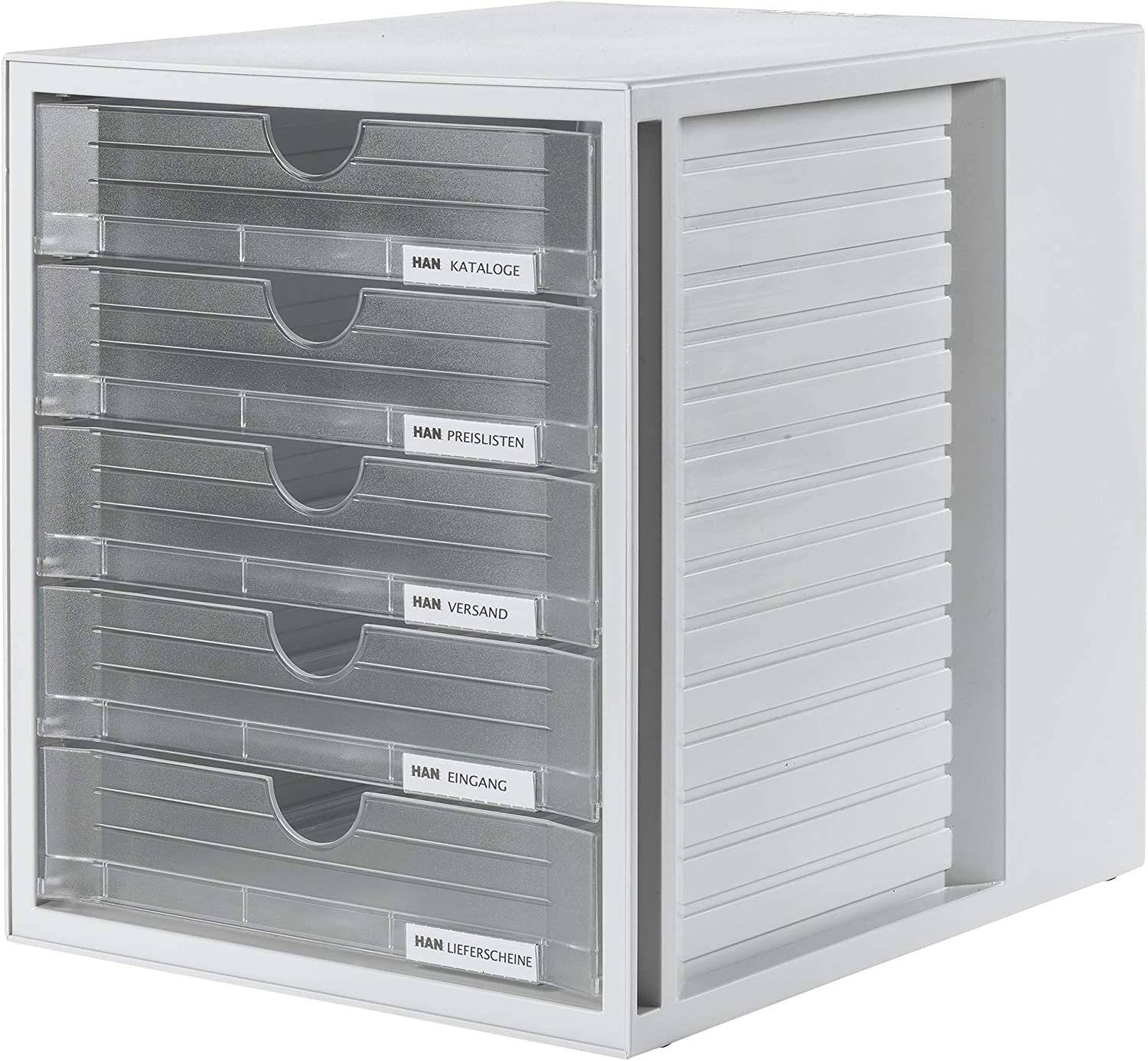 HAN Schubladenbox System-Box transparent DIN C4 mit 5 Schubladen