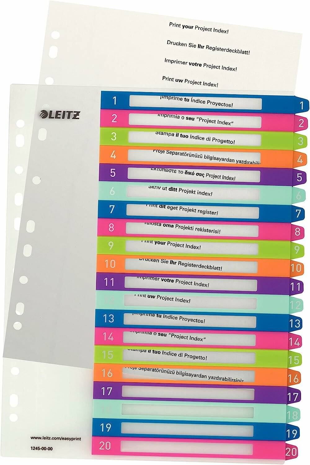 LEITZ Register Leitz WOW 1245 - A4 Maxi farbig 1-20 PC-beschriftbar PP-Folie