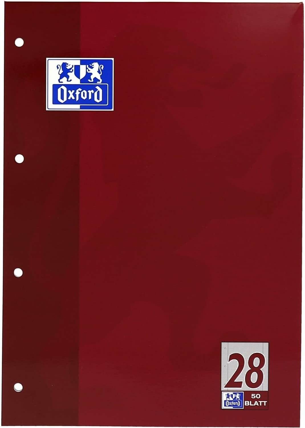 OXFORD Briefblock Schule gelocht DIN A4 kariert Lineatur 28