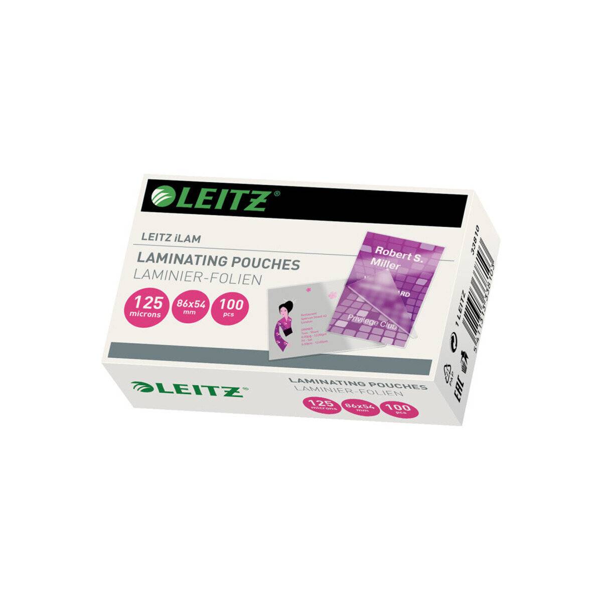 100 LEITZ Laminierfolien glänzend für Kreditkartenformat 125 micron
