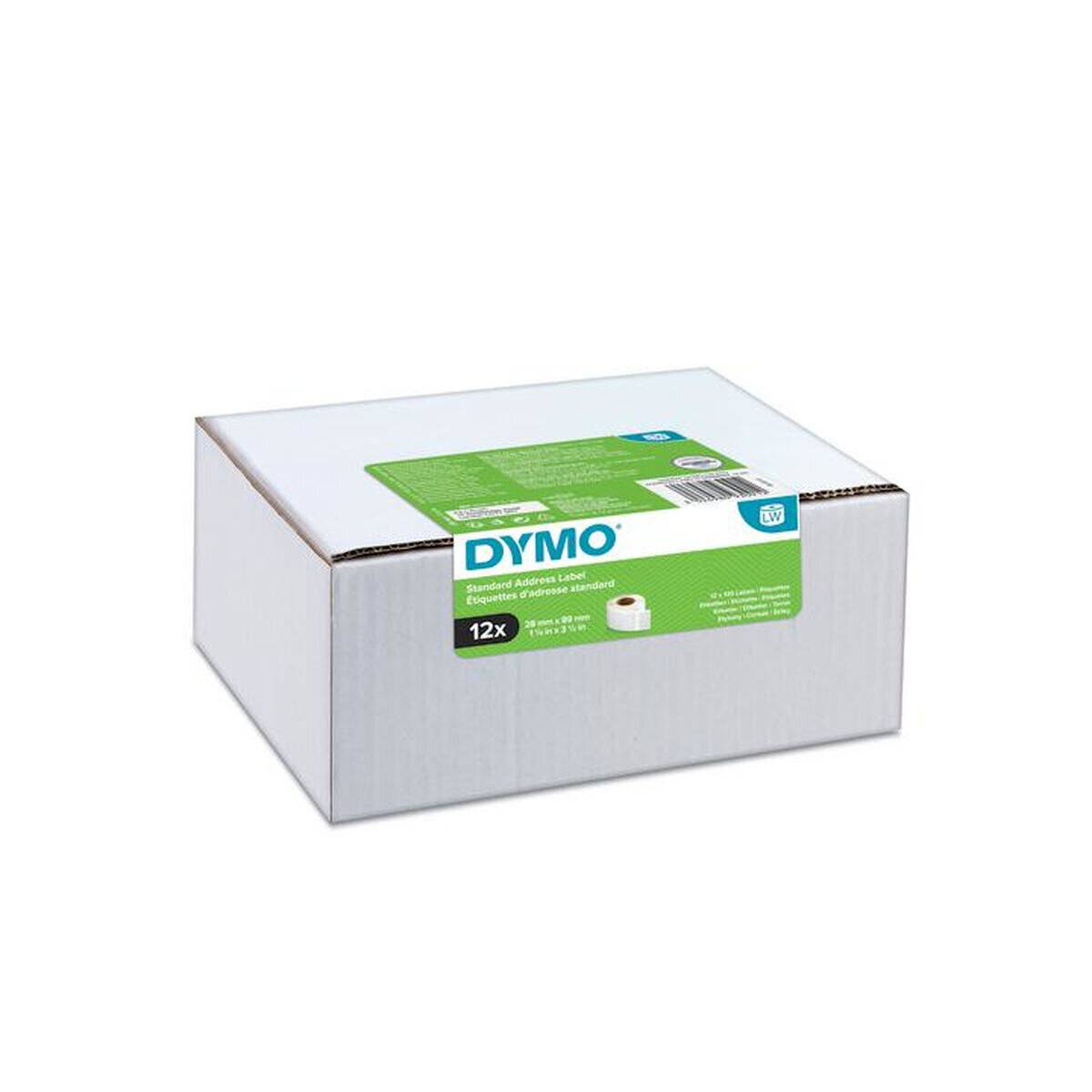 DYMO Endlosetikettenrolle für Etikettendrucker S0722370 weiß, 28,0 x 89,0 mm, 12 x 130 Etiketten