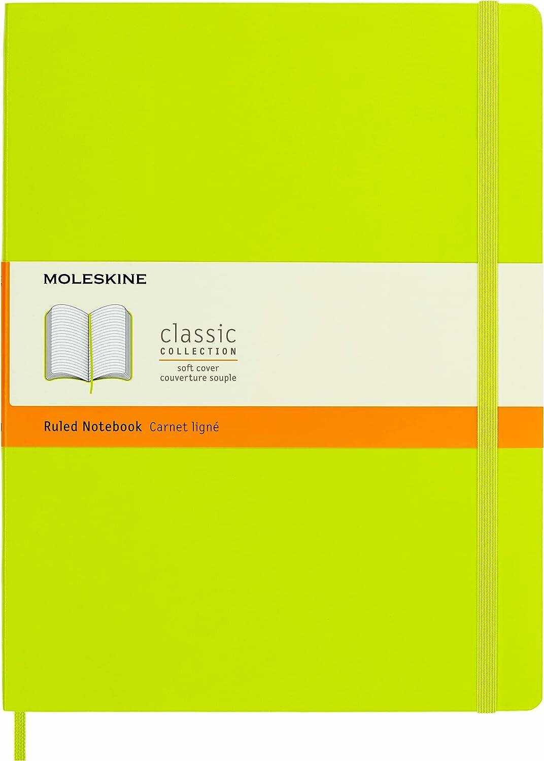 MOLESKINE Notizbuch Classic Collection flexibler Einband ca. DIN A4 liniert, hellgrün Softcover 192 Seiten