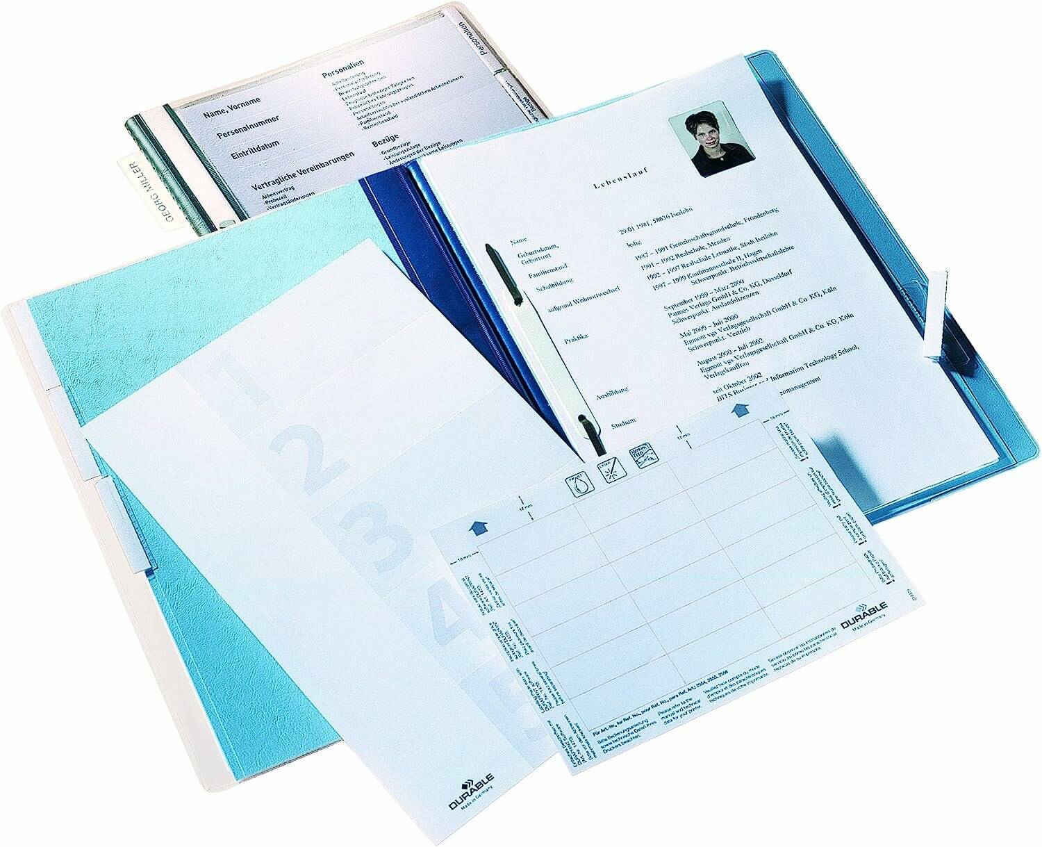5 DURABLE Personalhefter Kunststoff blau 4 x kaufmännische Heftung