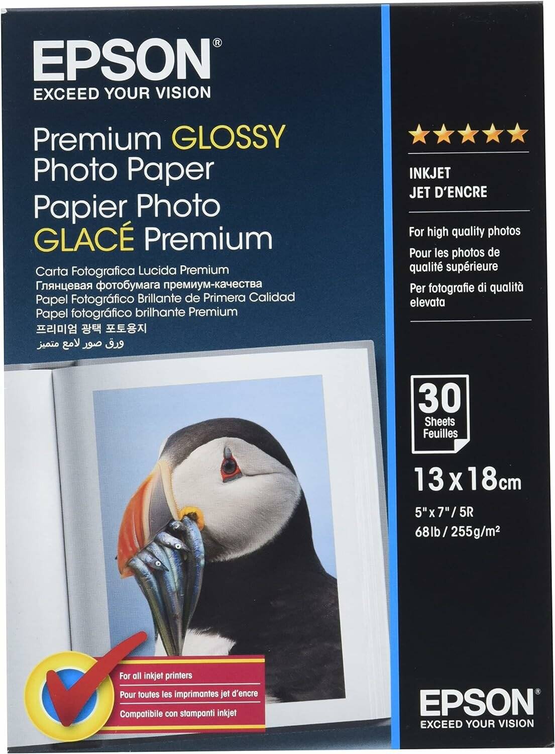 EPSON Fotopapier S042154 13,0 x 18,0 cm glänzend 255 g/qm 30 Blatt