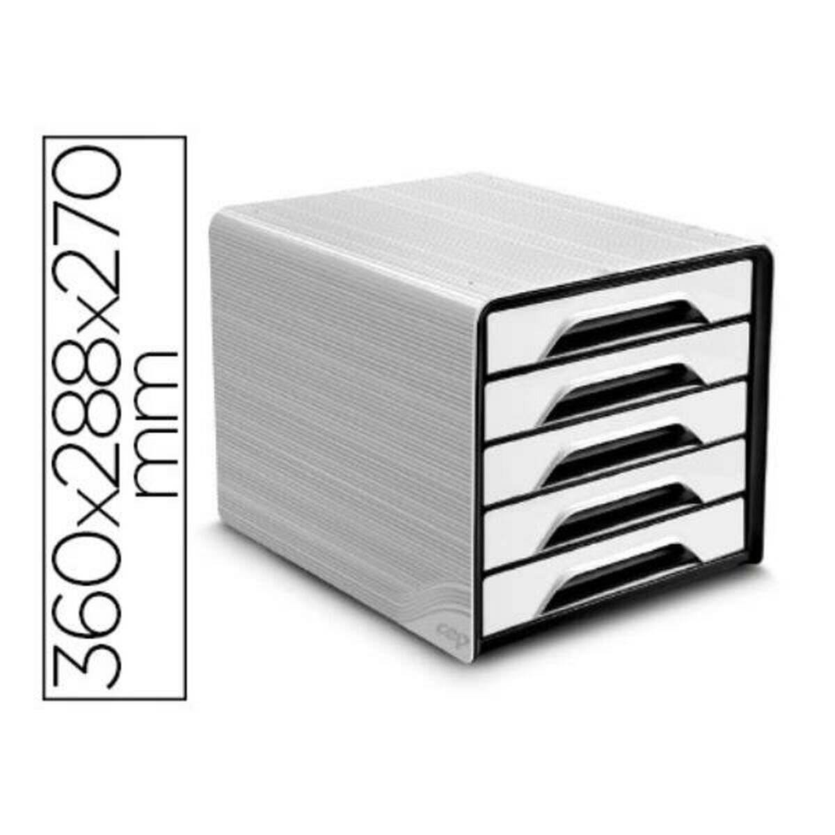 cep Schubladenbox Smoove schwarz/weiß DIN A4 mit 5 Schubladen