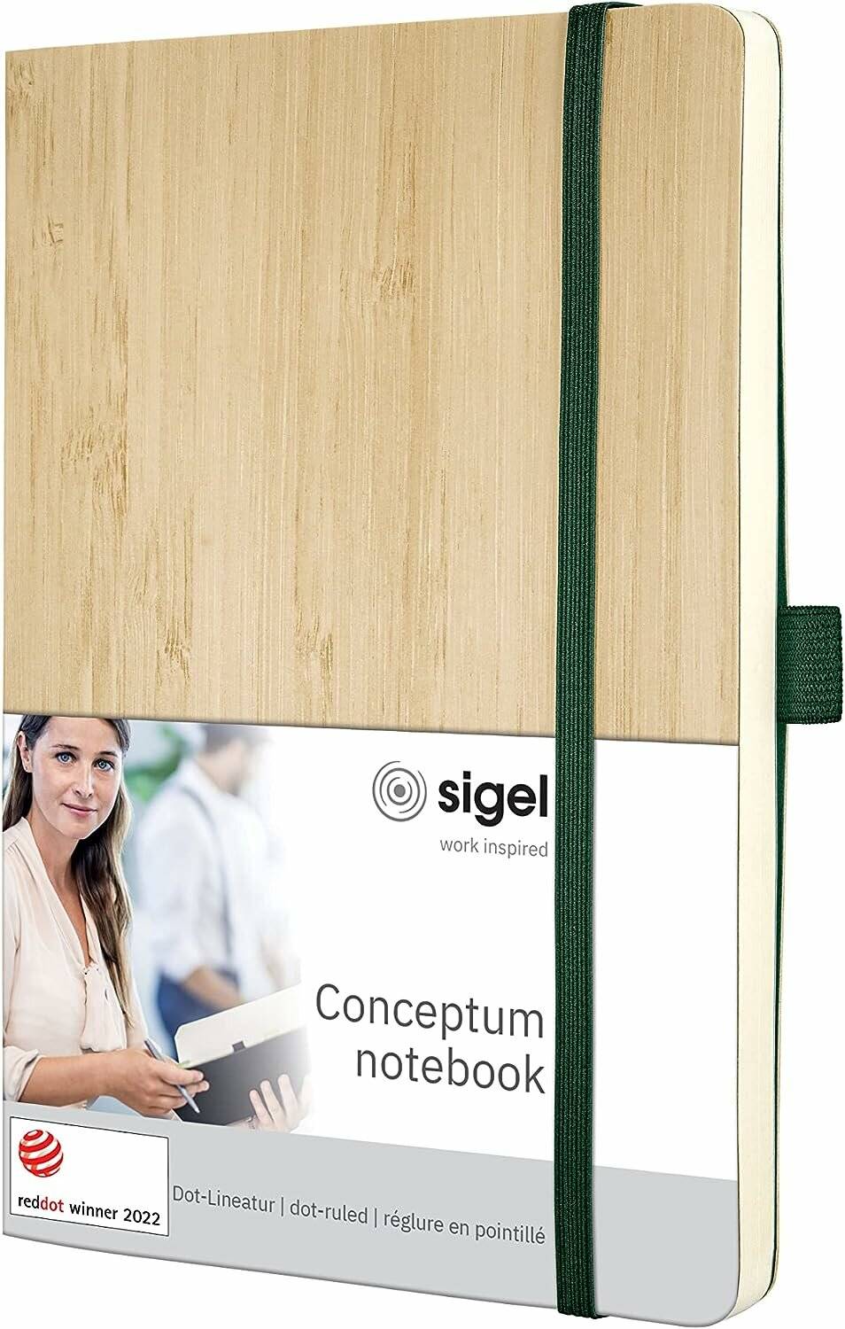 SIGEL Notizbuch Bambus ca. DIN A5 punktkariert, beige Softcover 194 Seiten